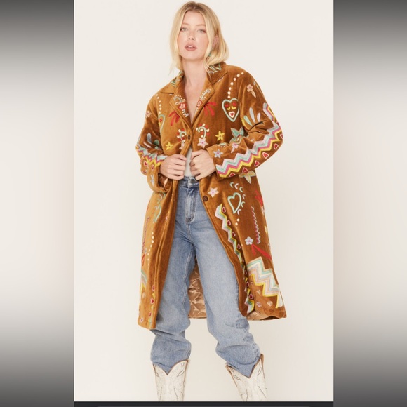 Talisman Woodstock Embroidered Corduroy Coat SZ M NEW - Picture 3 of 13